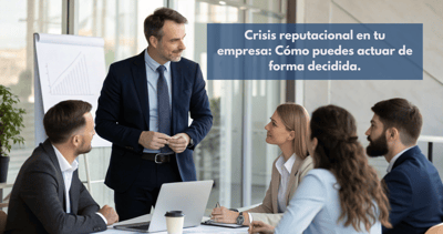 Un Interim Manager experto guiando a una empresa a través de una crisis reputacional, simbolizando la estabilidad y la dirección en momentos de incertidumbre.
