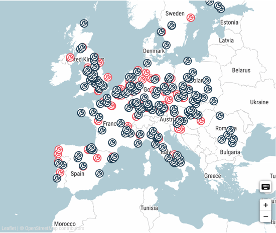 Mapa del desarrollo de la industria automotriz en europa
